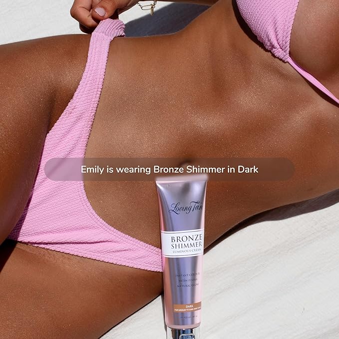 Loving Tan Bronze Shimmer Luminous Cream, Dark - Streak Free, Natural Looking, Instant Sunless Tanner - 6+ Self Tanning Applications per Tube, Cruelty Free - 4 FL Oz-Velvo Beauty