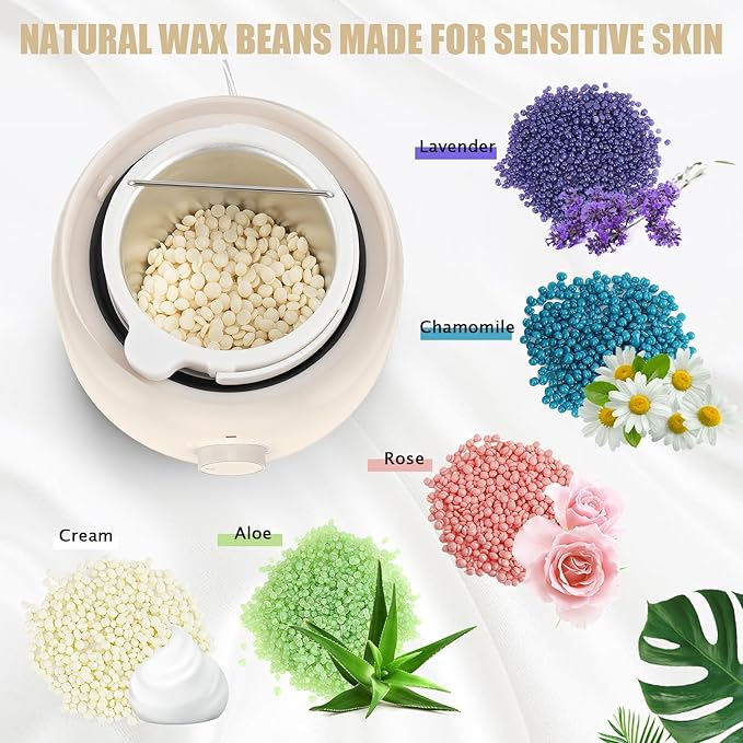 Waxing Kit - TIKESI Wax Warmer for Hair Removal, Hard Wax Kit with 14oz 5 Bags Hard Wax Beans for Full Body, Legs, Face, Eyebrows, Bikini, Brazilian Waxing Kit for Women Men-Velvo Beauty