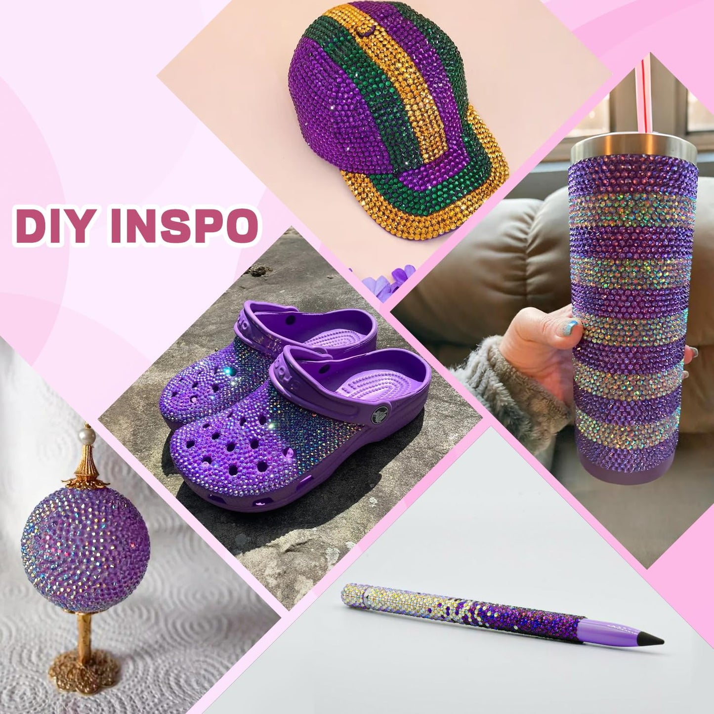 20000Pcs Purple Rhinestones for Bedazzling with 1Pcs B7000 Jewelry Glue, Resin Rhinestones for Crafting Crafts DIY, Bedazzler Kit Gems for Clothing Shoes Tumblers Nail Art Assorted Size 3/4/5/6mm-Velvo Beauty