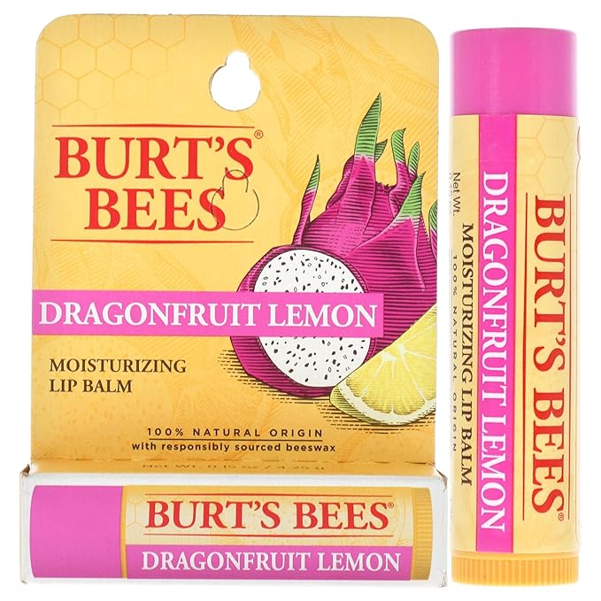 Burts Bees Dragonfruit Lemon Moisturizing Lip Balm Unisex 0.15 oz (I0115832)-Velvo Beauty