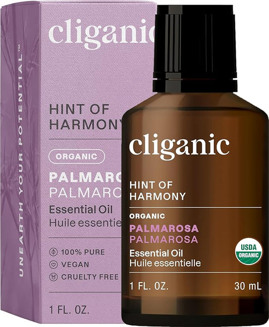 Cliganic USDA Organic Palmarosa Essential Oil, 1oz - 100% Pure Natural Undiluted for Aromatherapy | Non-GMO (Packaging May Vary)-Velvo Beauty