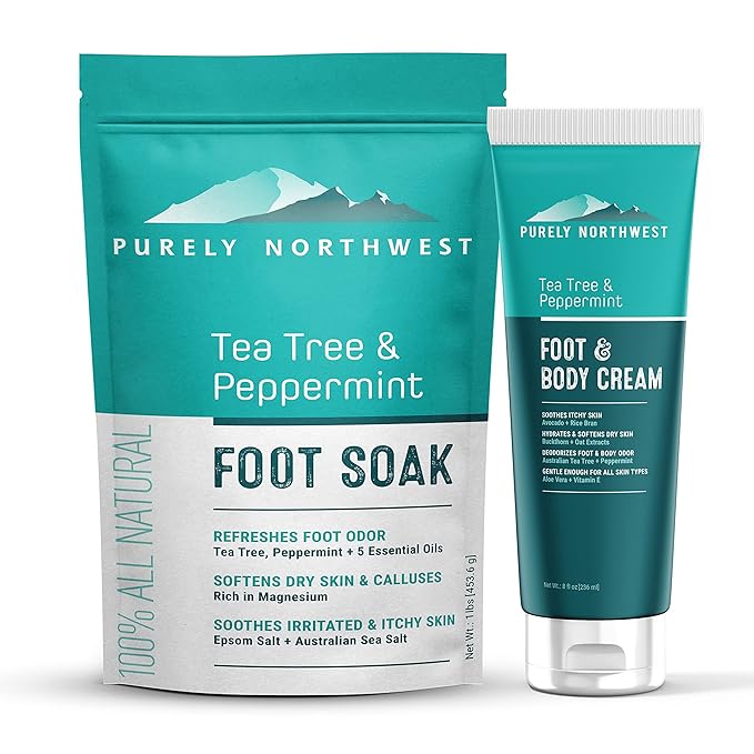 Super Size 8 OZ Extra Strength Natural Tea Tree & Peppermint Foot & Body Cream-Soothes Itching & Burning - Refreshing Odor Control & Sweat Barrier- Softens & Hydrates Rough Callused Skin-Velvo Beauty