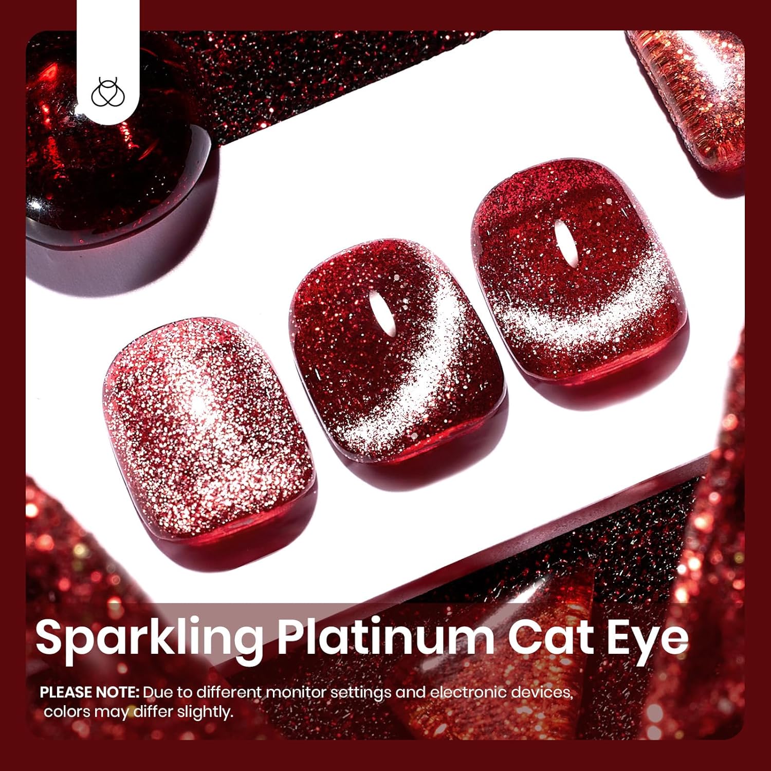 Beetles Red Cat Eye Gel Nail Polish, 15ml Glitter Nail Polish with Magnet Gel Soak Off UV LED Nail Lamp Reflective Nail Art DIY Home Manicure Design Gift for Women-Velvo Beauty