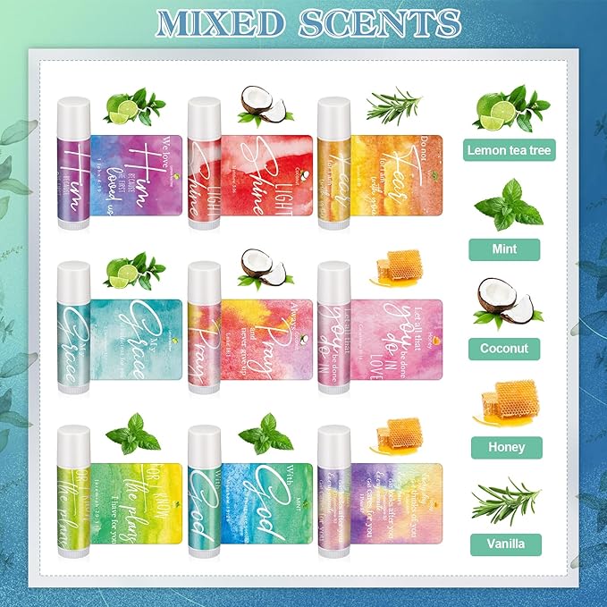 Fumete 50 Sets Christian Lip Balms Bulk Gift for Women Religious Bible Verse Lip Balm Faith Inspirational Scripture Gifts for Church Party Favor Friend Teacher Coworker-Velvo Beauty