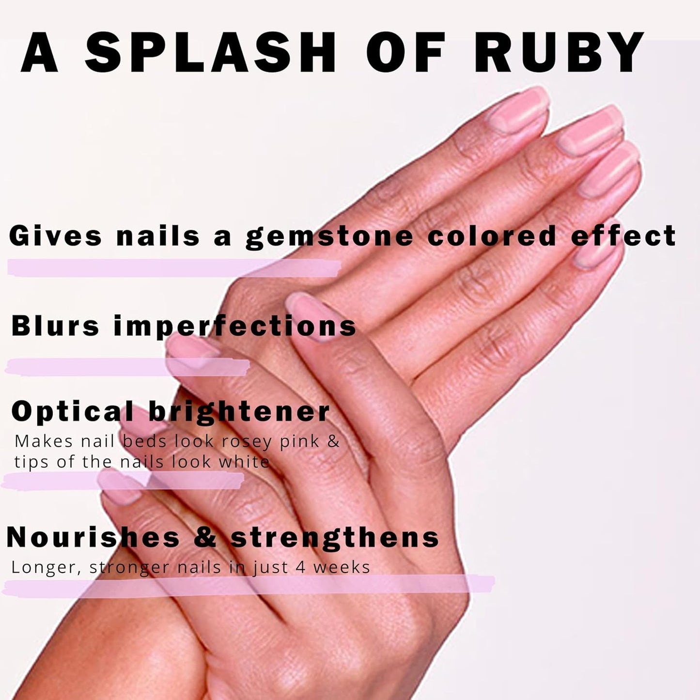 Perfect Formula Ruby Pink Gel Coat - Nail Strengthener, Keratin Nail Treatment, Gemstone Pink Gel Nail Polish - Nail Strengthener for Damaged Nails - Made In The USA .60 fl oz.-Velvo Beauty