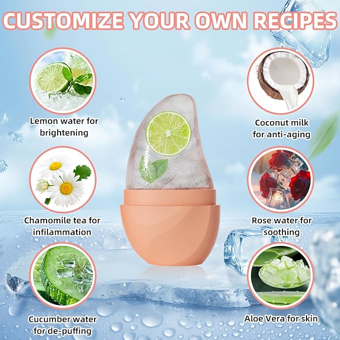 Silicone Facial Ice Cube Roller Massager, Facial Beauty Care Tool, Reusable Face Ice Mold - Brighten Skin, Reduce Puffiness for Face & Eyes (Green)-Velvo Beauty