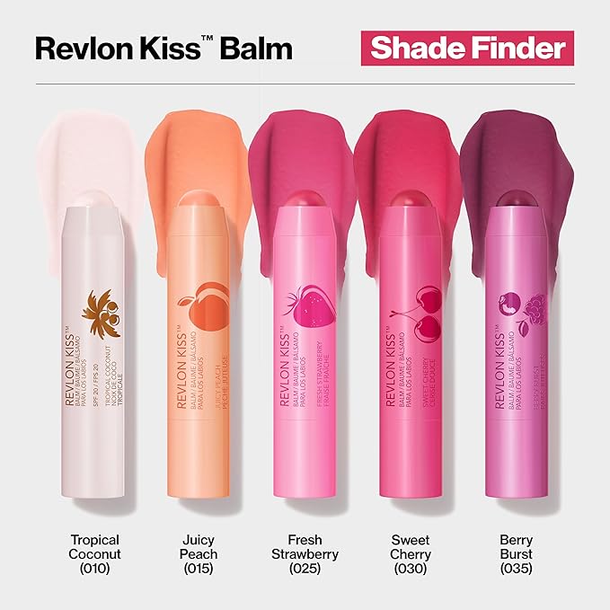 Revlon Lip Balm, Kiss Tinted Lip Balm, Face Makeup with Lasting Hydration, SPF 20, Infused with Natural Fruit Oils, 035 Berry Burst, 0.09 Oz (Pack of 2)-Velvo Beauty