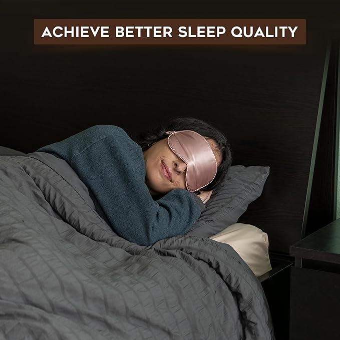 in Flight Mind Mulberry Silk Sleep Mask, Eye Mask for Sleeping with Elastic Headband, Super Soft Sleeping Mask,Comfortable Silk Eye Sleep Mask, Sleep Eye Mask for Night Sleeping, Travel, Nap(Pink)-Velvo Beauty