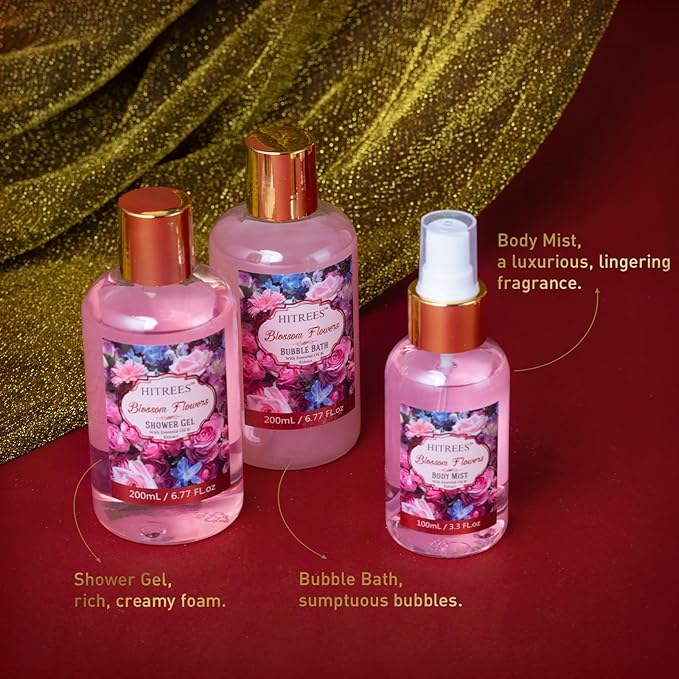 Spa Gift Basket for Women, ROSE & JASMINE Friendship Gifts Women, Tote Bag, Shower Gel, Hand & Body Cream, Hitrees Bath Gift Set for Her, Mom, Mothers Day-Velvo Beauty