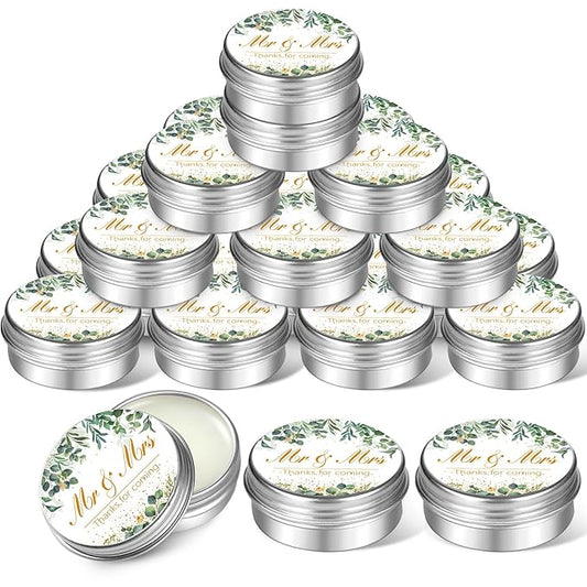 40 Pieces Bridal Shower Lip Balm Bulk Wedding Favors Lip Balms Mr and Mrs Thanks for Coming Wedding Party Gift for Guest Girl Bride Women Travel Birthday, 0.34 Oz, White (Eucalyptus Style)-Velvo Beauty