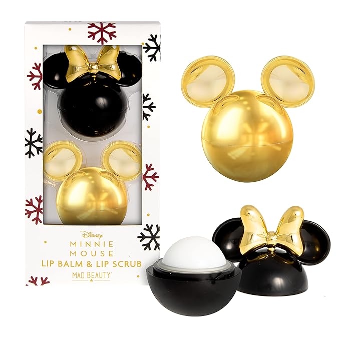 MAD BEAUTY Minnie Mouse Lip Balm & Lip Scrub Duo Set, Vanilla Lip Scrub & Cranberry Lip Balm, Smooth & Soothe for Soft Lips, Moisturizing, Nourishing Lip Kit, Great Gift for Disney Fans-Velvo Beauty