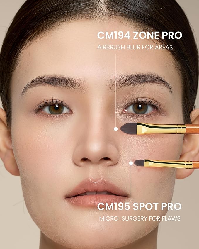 Desert Oak Series Liquid-Sculpt Pro Concealer Brush - Wide Teardrop Head for Under Eyes & Redness, Bubinga Wood, Brass Ferrule (CM 194)-Velvo Beauty