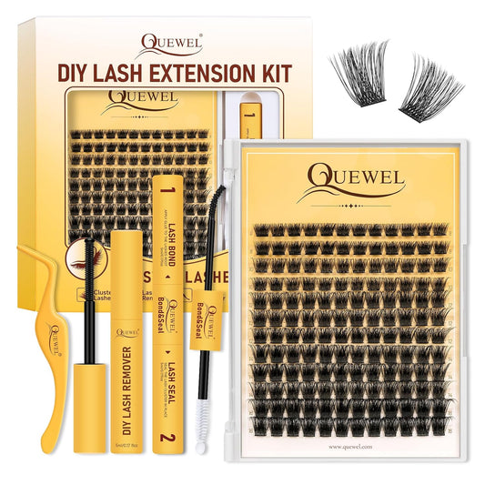 QUEWEL Lash Clusters Kit, Lashes Clusters Bond and Seal Waterproof, Eyelash Clusters Applicator Tool with Cluster Lashes Glue Remover for Natural Look DIY At Home(ZS-H01-kit)-Velvo Beauty