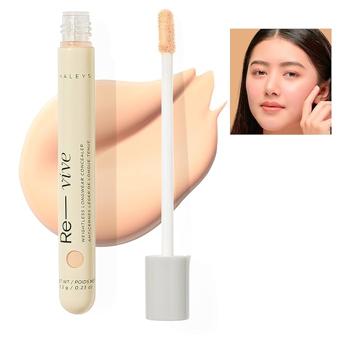 HALEYS Weightless Longwear Concealer (Fair/Light - Neutral), Re-vive, Medium to Full Coverage, Gripping Concealer, All-Day Wear, Spot Concealing, Brightens, Streak-free, Light-diffusing, V+CF-Velvo Beauty