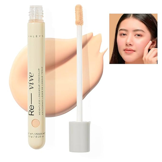 HALEYS Weightless Longwear Concealer (Fair/Light - Neutral), Re-vive, Medium to Full Coverage, Gripping Concealer, All-Day Wear, Spot Concealing, Brightens, Streak-free, Light-diffusing, V+CF-Velvo Beauty