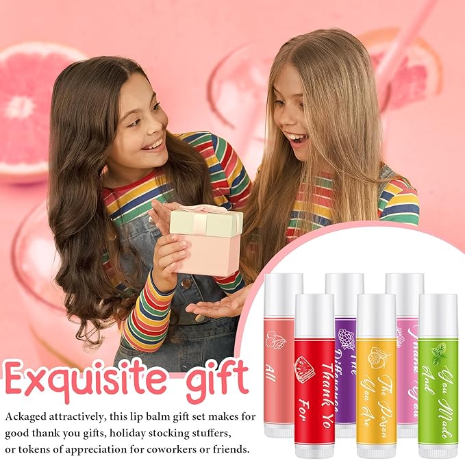 24 Pcs Lip Balm Gifts Bulk Thank You Gifts Employee Appreciation Gifts for Coworkers Moisturizer Assorted Flavors Natural Ingredients Dry Chapped Lip Care Gift for Women Men Teen-Velvo Beauty
