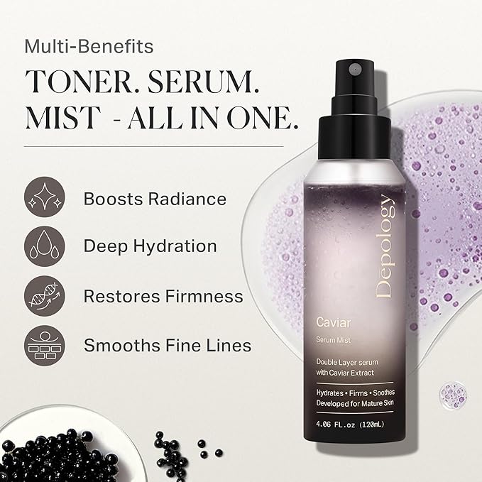 depology Glowing Spray Serum, Hydrating & Firming Facial Mist, Radiance Skin, Smooths Fine Lines and Wrinkles, Face Mist with Hyaluronic Acid & Collagen, Facial Spray for All Skin Types, 4.06 Fl Oz.-Velvo Beauty