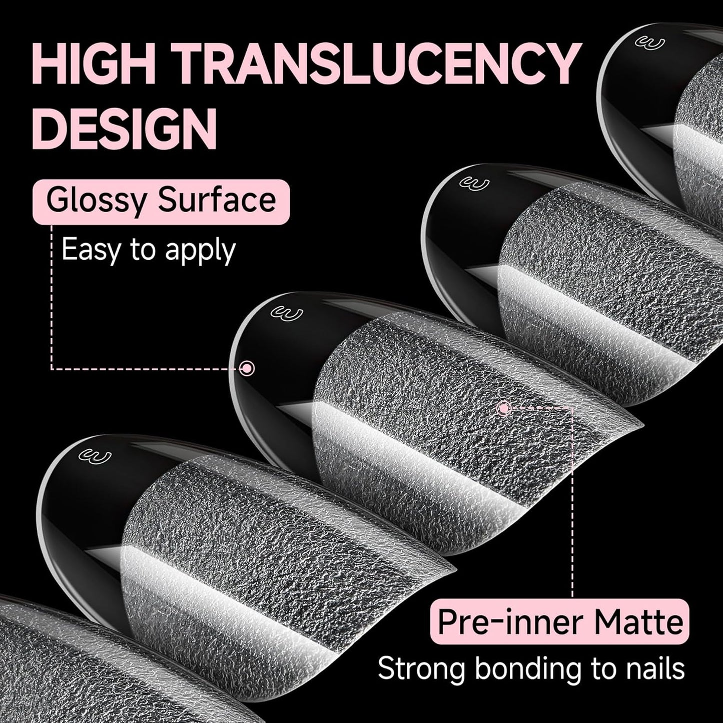 UNA GELLA Oval Round Nail Tips Half Matte 504pcs Short Oval Round Gel Nail Tips Easily Nail Extension for False Fake Acrylic Press On Nails, 12 Sizes Short Gelly Tips-Velvo Beauty