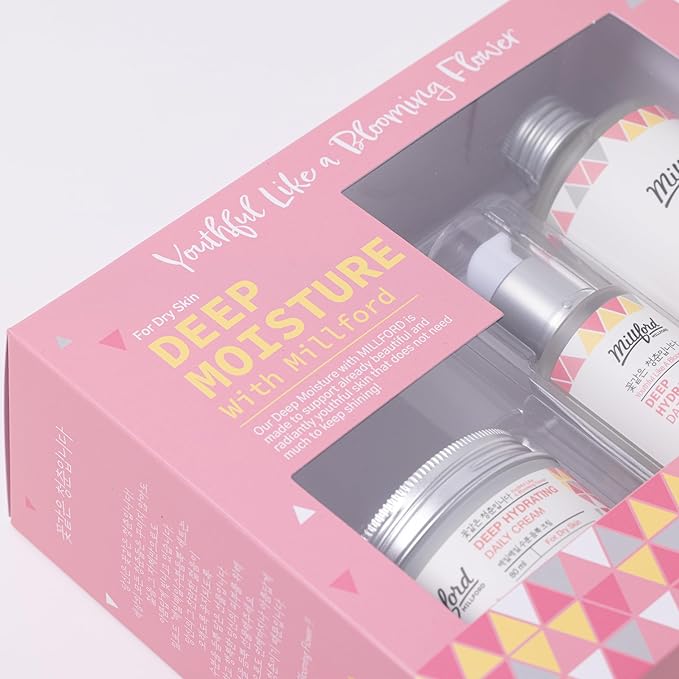 Deep Moisture Skincare Set with Panthenol and Hyaluronic Acid for Dry Skin, Moisturizing, Hydrating, Soothing, Face Moisturizing Set, Korean Skin Care, Gift Set-Velvo Beauty