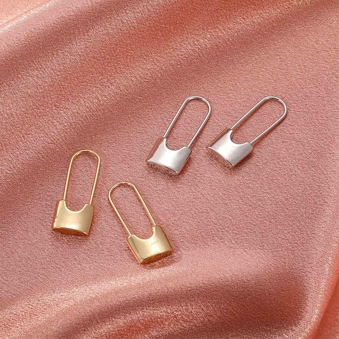 Boho Lock Hoop Earrings Safety Pin Hoop Earrings Gold Lock Huggies Hoop Earrings Personlized Padlock Earrings Jewelry for Women and Girls-Velvo Beauty