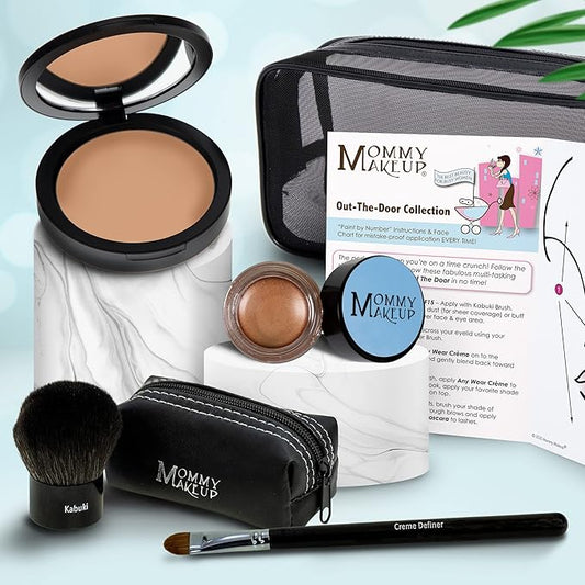 Out The Door Collection | Talc-free 5-piece Mineral Makeup Set | CRAVING (Medium/Dark) - For tan to caramel complexions + GOLDEN CARAMEL - A caramel brown with golden shimmer-Velvo Beauty