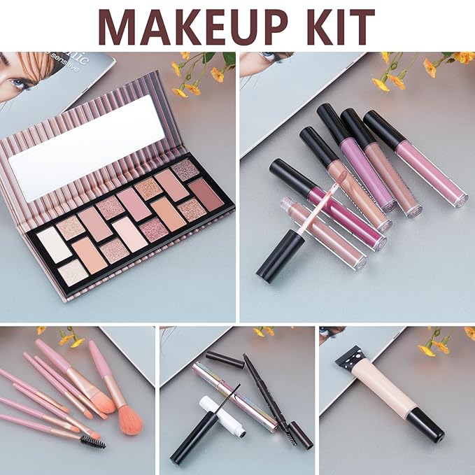 Teen Makeup Kit For Girl Include Eyeshadow Palette,Eyeliner,Makeup Brush Set,Lipgloss Set,Mascara, Eyebrow Pencil Make up Set Gift for Women Full Kit-Velvo Beauty