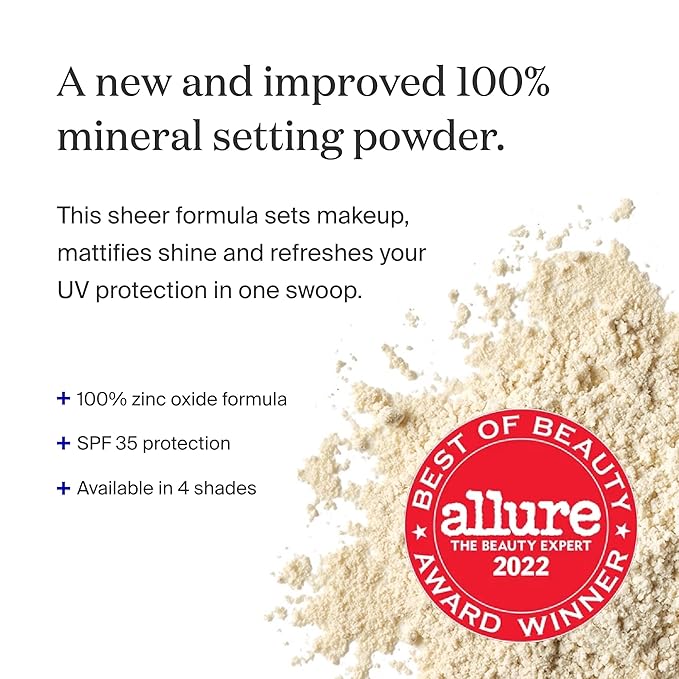 Supergoop! (Re) setting Mineral Powder, Translucent - 0.15 oz - Makeup Setting Powder + Broad Spectrum SPF 35 PA+++ Sunscreen - With Ceramides, Olive Glycerides & Coated Silica Spheres-Velvo Beauty