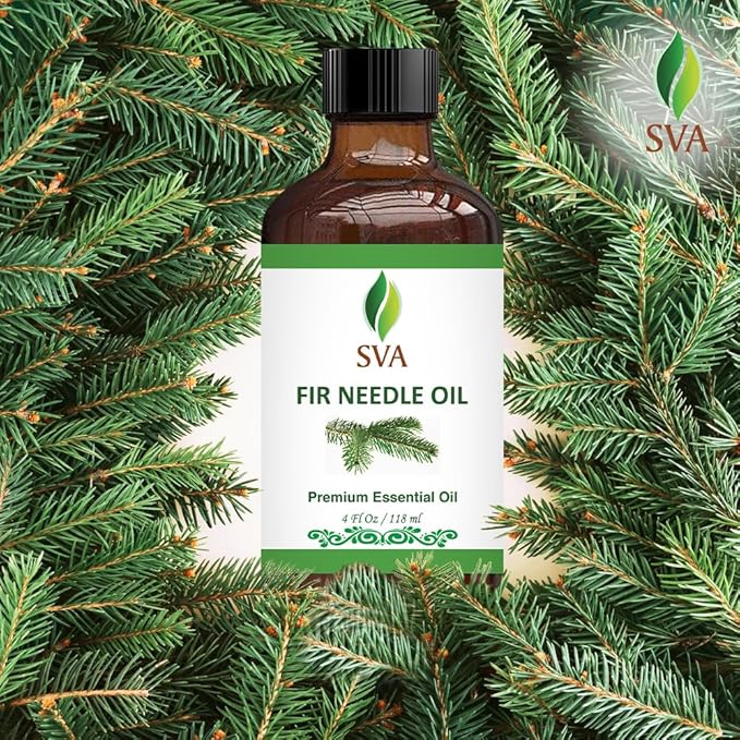 SVA Fir Needle Essential Oil – 4 Fl Oz – 100% Natural Fir Needle Oil - for Diffuser, Hair Care, Face, Skin Care, Aromatherapy, Scalp and Body Massage, Soap and Candle Making – with Dropper-Velvo Beauty