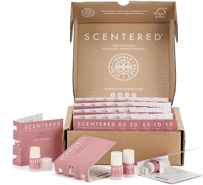Scentered Party Favors for Wedding, Anniversary, Birthday - 30 x Mini Aromatherapy Inhaler Balm Sticks - Love: Enchanting Essential Oils Blend - Adult Party Favors for Women & Men-Velvo Beauty