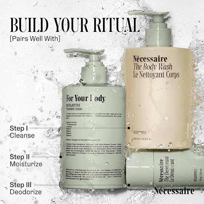 Nécessaire Eucalyptus Body Wash with Pump | Multi-Oil Nourishing Cleanse For Women + Men | Gel Cleanser | Dermatologist-Tested. Hypoallergenic | No SLS/SLES (500 ml / 16.9 fl. oz.)-Velvo Beauty