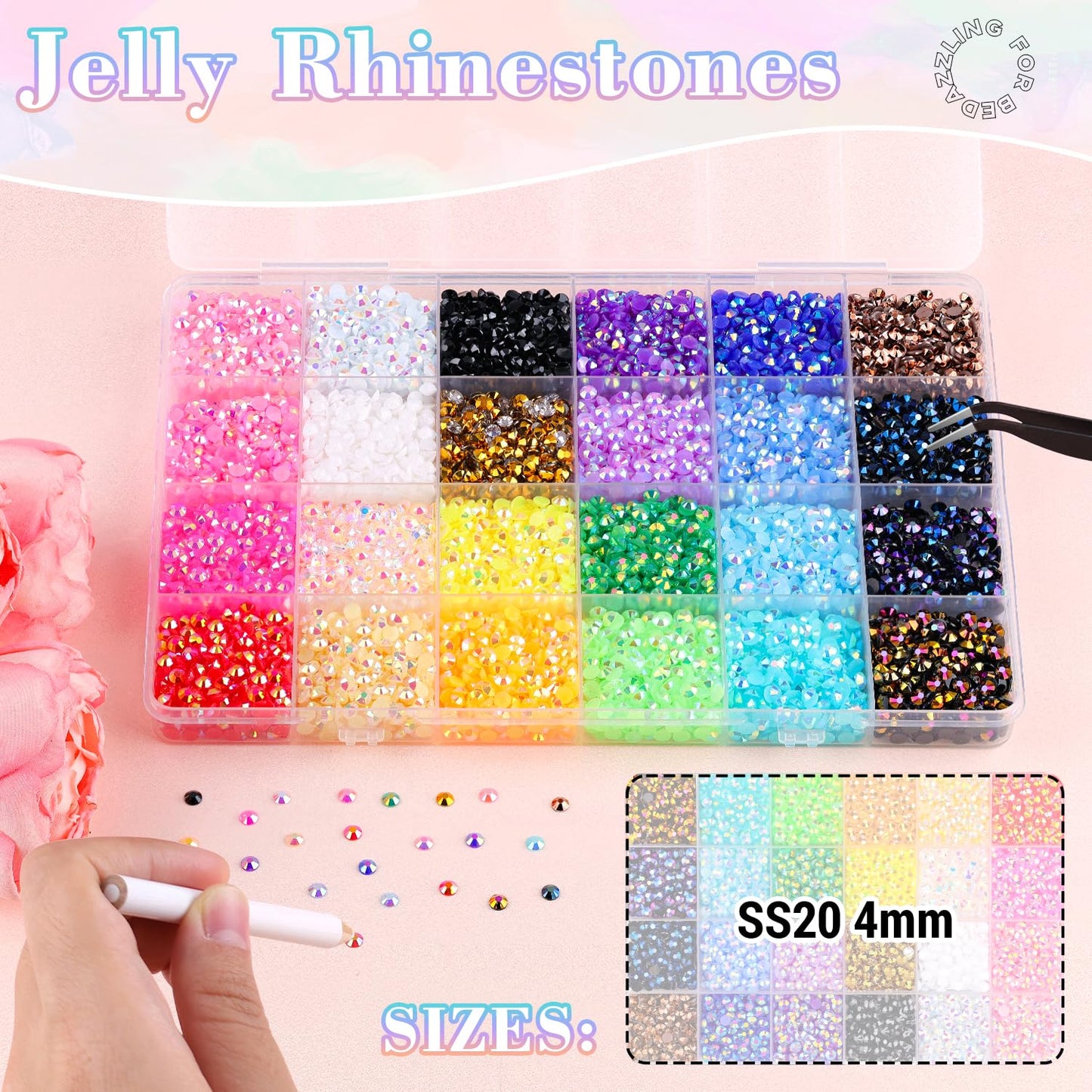 12600Pcs Resin Rhinestones with B7000 Jewelry Glue for Crafting, Multicolors 4mm Non Hotfix Flatback Gems, Bedazzling Crystal for DIY Crafts Clothing Tumblers Mugs Shoes Fabric Decor Nail Art-Velvo Beauty