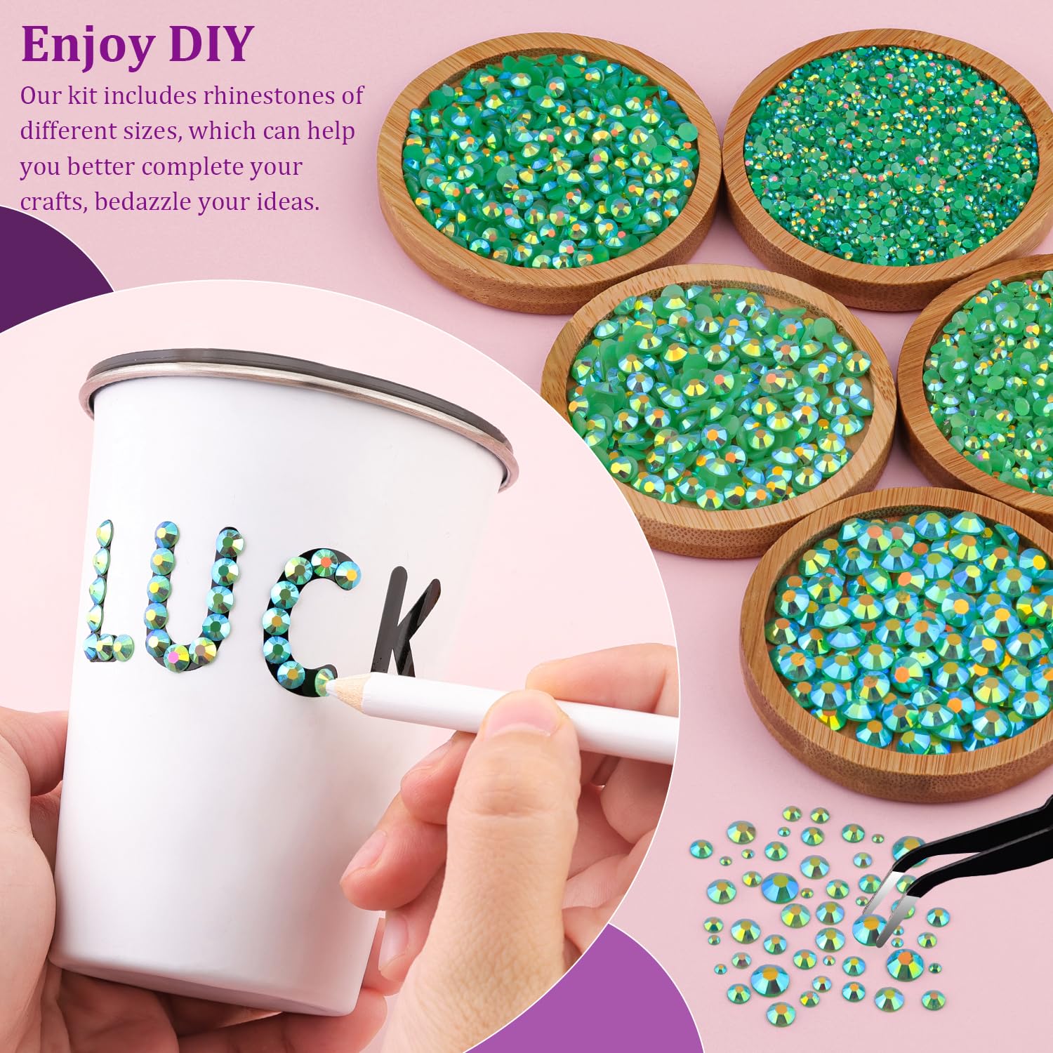 Resin Jelly Rhinestones for Crafting with B7000 Jewelry Glue, 2 Boxes Dark Green AB Flatback Crystals with 3Pcs 10ml Glue, Bedazzling Non Hotfix Gems for DIY Tumblers Clothing Shoes Manicure-Velvo Beauty