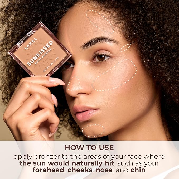 LAMEL Sunkissed Matte Bronzer Face Powder - Non-Shimmer, Long Lasting, Non-Greasy Bronzing Organic Makeup Formula - Matte Finish - Natural Tan Skin - N. 402-0.35oz.-Velvo Beauty