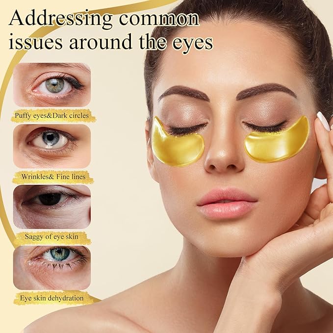 Under Eye Patches(15 Pairs), 24K Gold Eye Mask for Dark Circles, Puffy Eyes and Wrinkles, with Hyaluronic Acid & Collagen-Velvo Beauty