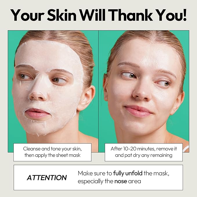 LAPCOS Cica Sheet Mask, Daily Face Mask with Cantella Plant Extract to Regenerate and Revitalize Skin, Korean Beauty Favorite, 5-Pack-Velvo Beauty