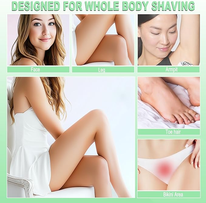 Epilators Hair Removal for Women, Glabrouse Skin Facial Hair Removal, Facial Hair Epilator with Eyebrow Trimmer for Women Face Sensitive Skin for Bikini, Face, Arm, Legs, Armpits, Green-Velvo Beauty