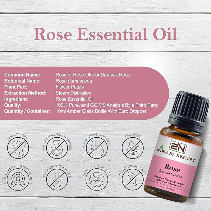 Rose Essential Oil 100% Pure Premium Therapeutic Grade, Undiluted - Aromatherapy Diffuser for Calm and Relaxation, Skin Care, Hair Care-Velvo Beauty