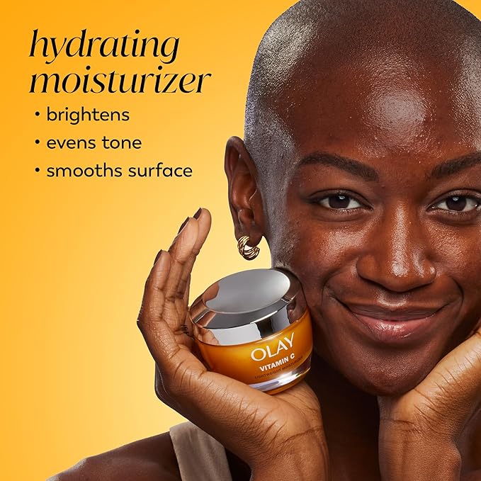 Olay Vitamin C Face Moisturizer, Brightening Cream for Women, Instant Hydration, Evens Tone, Dark Spot & Hyperpigmentation Reduction, Glowing Skin Care - Niaciniamide, Lactic Acid, 1.7 Oz-Velvo Beauty