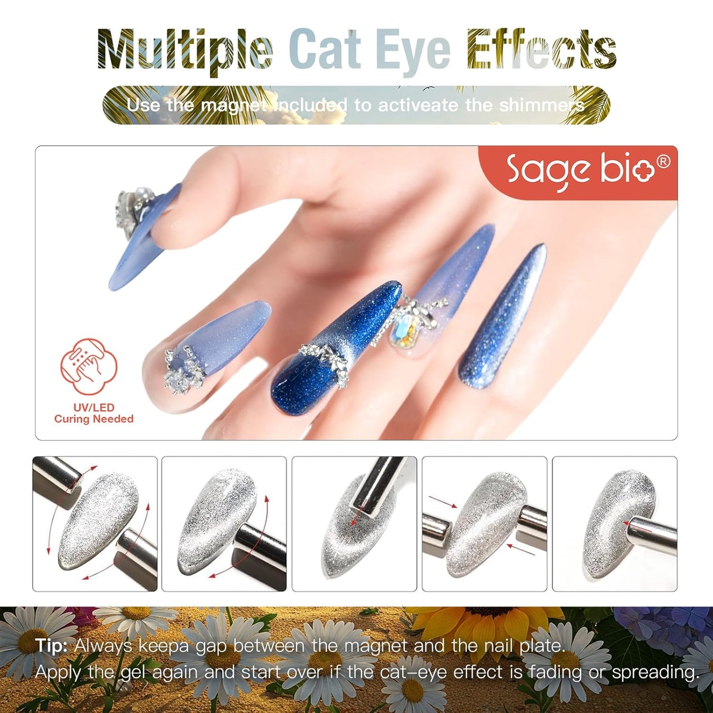 Cat Eye Gel Nail Polish, 15ml Magnetic Gel, High-Gloss Finish, Long-Lasting, DIY Manicure Kit with Magnet Stick, Stunning 3D Magnetic Effect, 05-Velvo Beauty