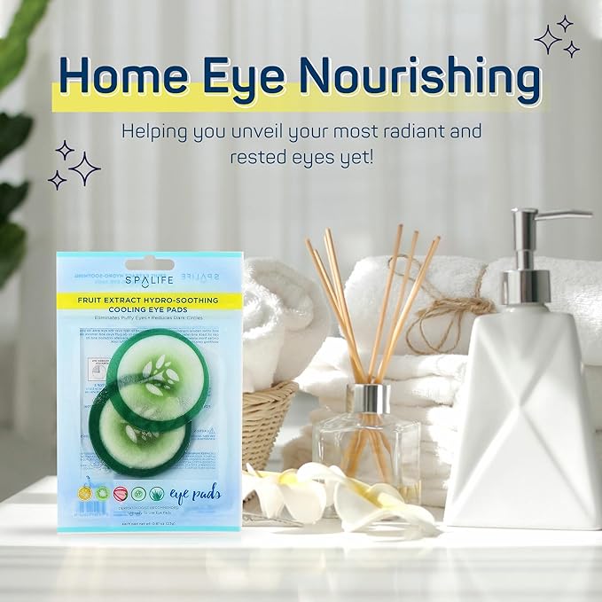 SpaLife Cooling Eye Pads - Korean Soothing Eye Pads for Dark Circles, Puffy Eyes, and Wrinkles - 48 Pads with Fruit + Vegetable Extracts - Revitalizing Hydrating Eye Pads for Eye Treatment (Cucumber)-Velvo Beauty