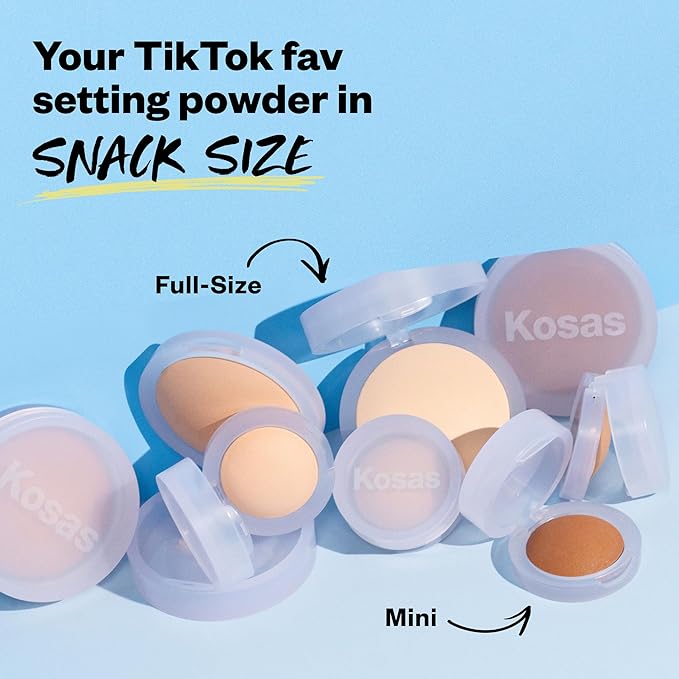 Kosas Mini Cloud Set Face Setting Powder - Smoothing Shine Control, Soft, Sheer Setting Translucent Makeup Finish, Portable & Long-Lasting (Breezy)-Velvo Beauty