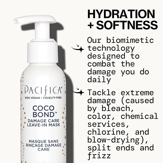 PACIFICA Beauty, Coco Bond Damage Care Leave-In Repair Mask Treatment, Dry & Damaged Hair from Bleach, Color, Chemical Services, Chlorine, & Heat, Coconut, Vegan-Velvo Beauty