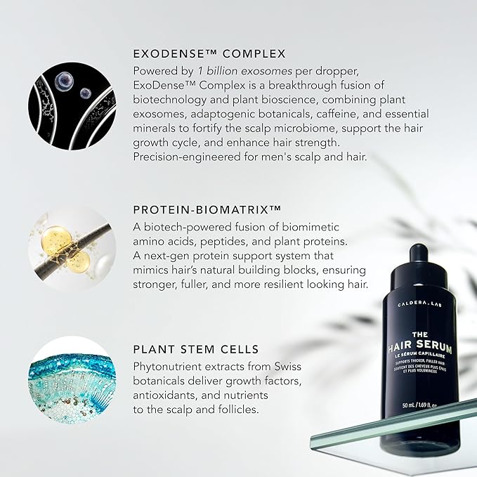 Caldera + Lab The Hair Serum | Men’s Thickening Serum for Thinning & Receding Hair, Supports Fuller & Stronger-Looking Hair, Dermatologically Tested - All Hair Types-Velvo Beauty