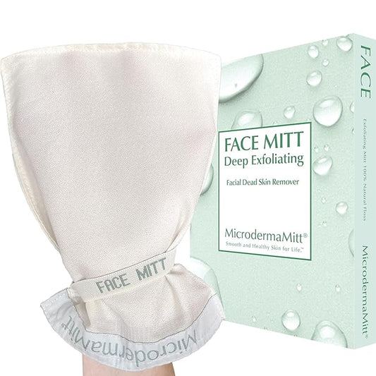 MicrodermaMitt Deep Exfoliating Mitt Scrub for Face, Lips & Neck - Dead Skin & Blackheads Remover - Gentle Facial Scrubber - Exfoliator Glove for Shower - Women Skin Care-Velvo Beauty