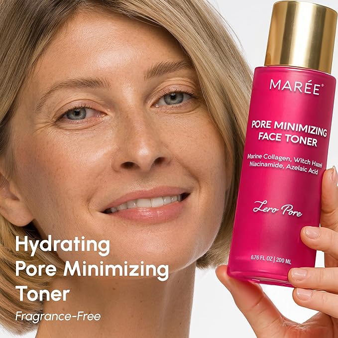 MAREE Pore Minimizer for Face Toner – Oil Control Facial Toner with Niacinamide, Witch Hazel & Marine Collagen – Gentle Exfoliating Face Toner for Women – Oily, Normal, Sensitive Skin – Tonico Facial-Velvo Beauty
