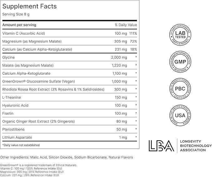 NOVOS Core Longevity Mix, Anti-Aging Supplement, Drink Powder Packet Unflavored - Skin Support, Energy, Mood Support, Sleep and Cognition Support - 30 Servings-Velvo Beauty