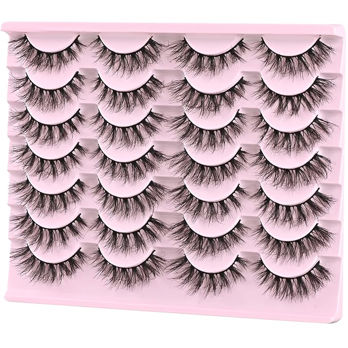 FARRED Lashes Natural Eyelashes Wispy Cat Eye False Lashes Fluffy Fake Eyelash Natural Look 14 Pairs Short Faux Mink Strip Eye Lash Pack for MUA and Beginners Daily Makeup (F4 | 9-16mm)-Velvo Beauty