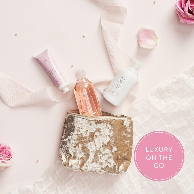 Thymes Travel Set and Beauty Bag - Contains Body Wash, Body Lotion & Hand Cream - Kimono Rose-Velvo Beauty