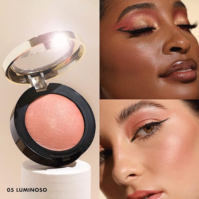 Milani Baked Blush, Powder Blush for Cheeks, Cruelty Free Makeup - Shape, Contour & Highlight Face for a Shimmery or Matte Finish -Luminoso-Velvo Beauty