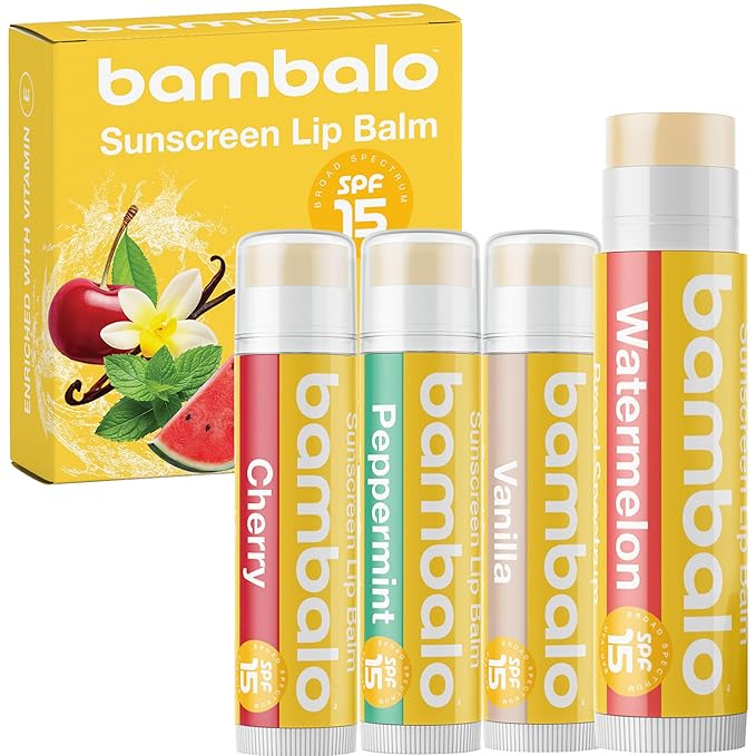 4-Pack Variety SPF 15 Lip Balm - Organic Ingredients, Broad Spectrum UVA/UVB Protection - Hydrating & Moisturizing, USA Made-Velvo Beauty